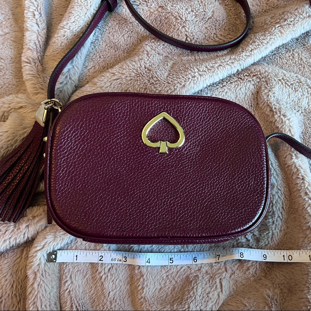 kate spade Maroon Leather Crossbody Bag with Gold Spade Logo